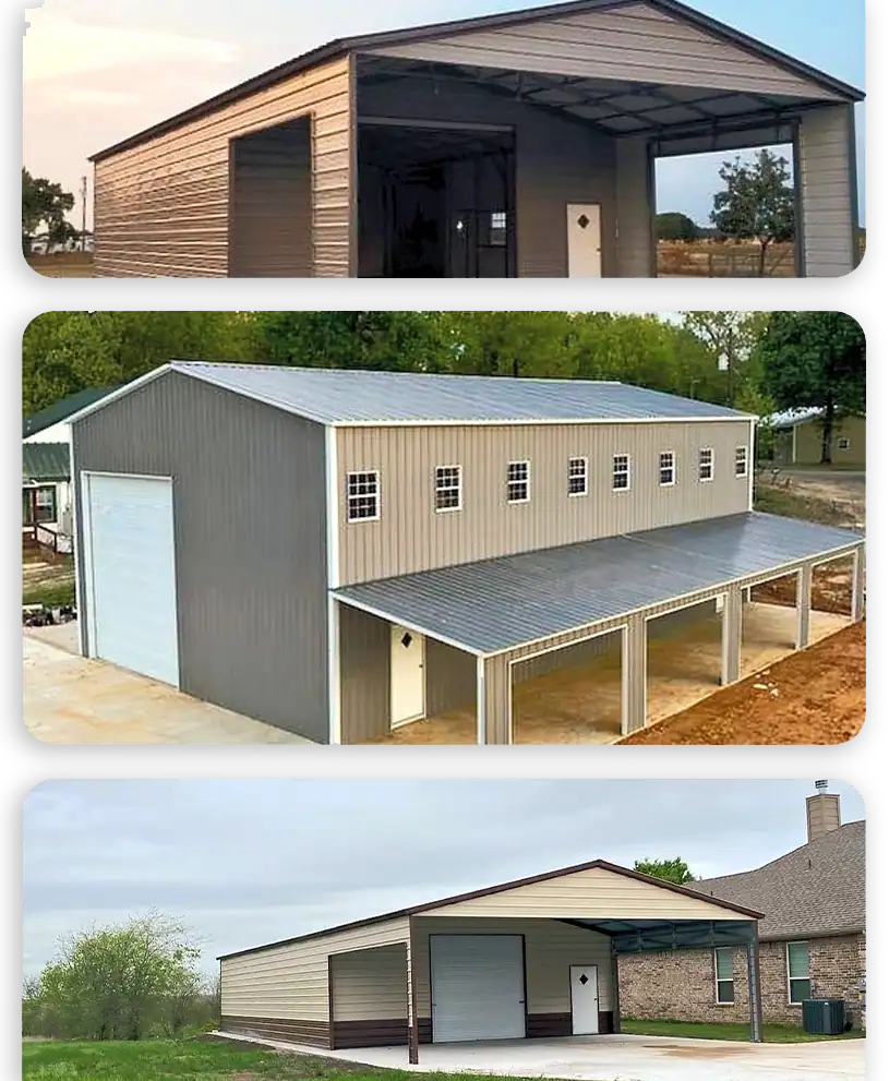 Custom metal buildings in East Texas image collage 