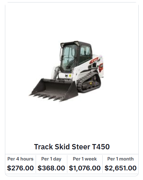 Bobcat T450 Skid Steer Rental
