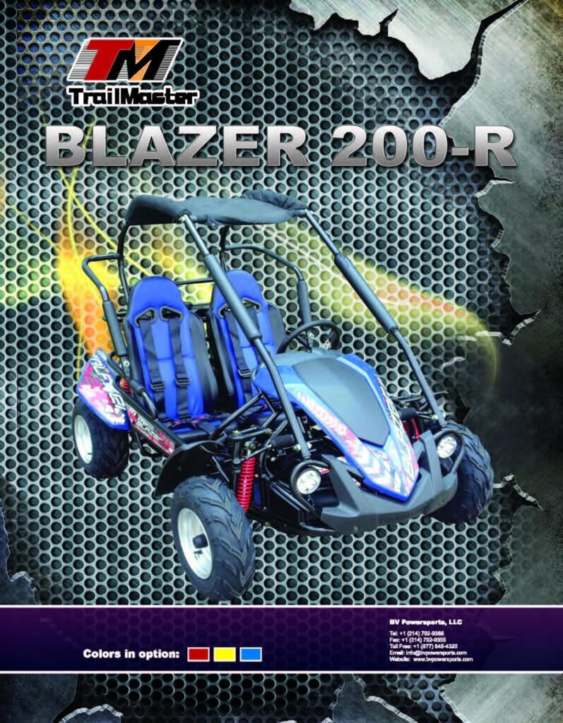 TrailMaster Blazer 200R two seat off road go kart with roll cage and suspension, available at RentX near Tyler Texas